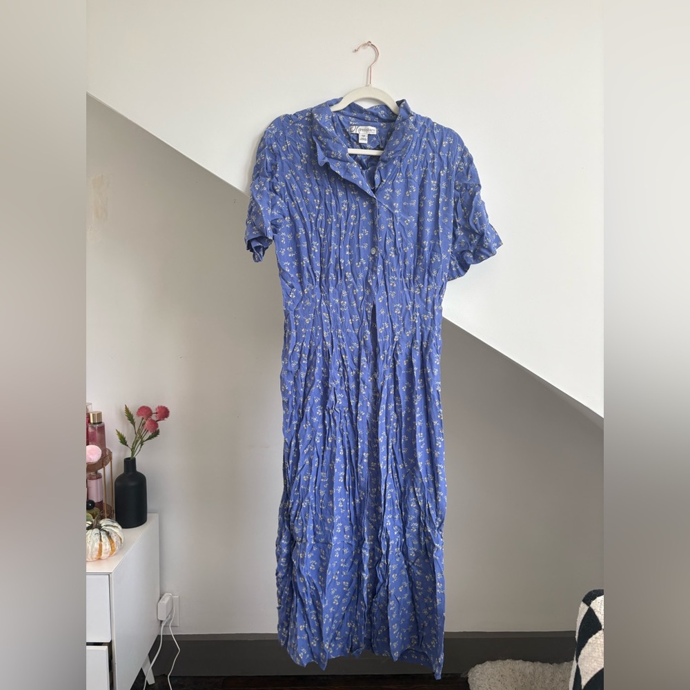 Vintage Floral Blue Dress